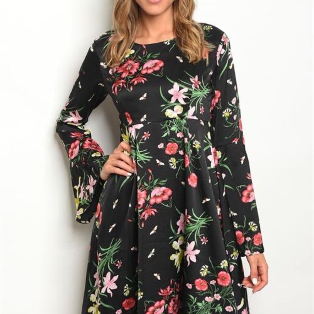 Black Floral Dress***NWT***